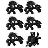 PinkSheep Halloween Spider Hair Clip for Kids Girl, 2 Inches, 6 Pieces, Furry Fabric Hair Accessories, Halloween Costume Decoration, Crazy Hair Day Accessories