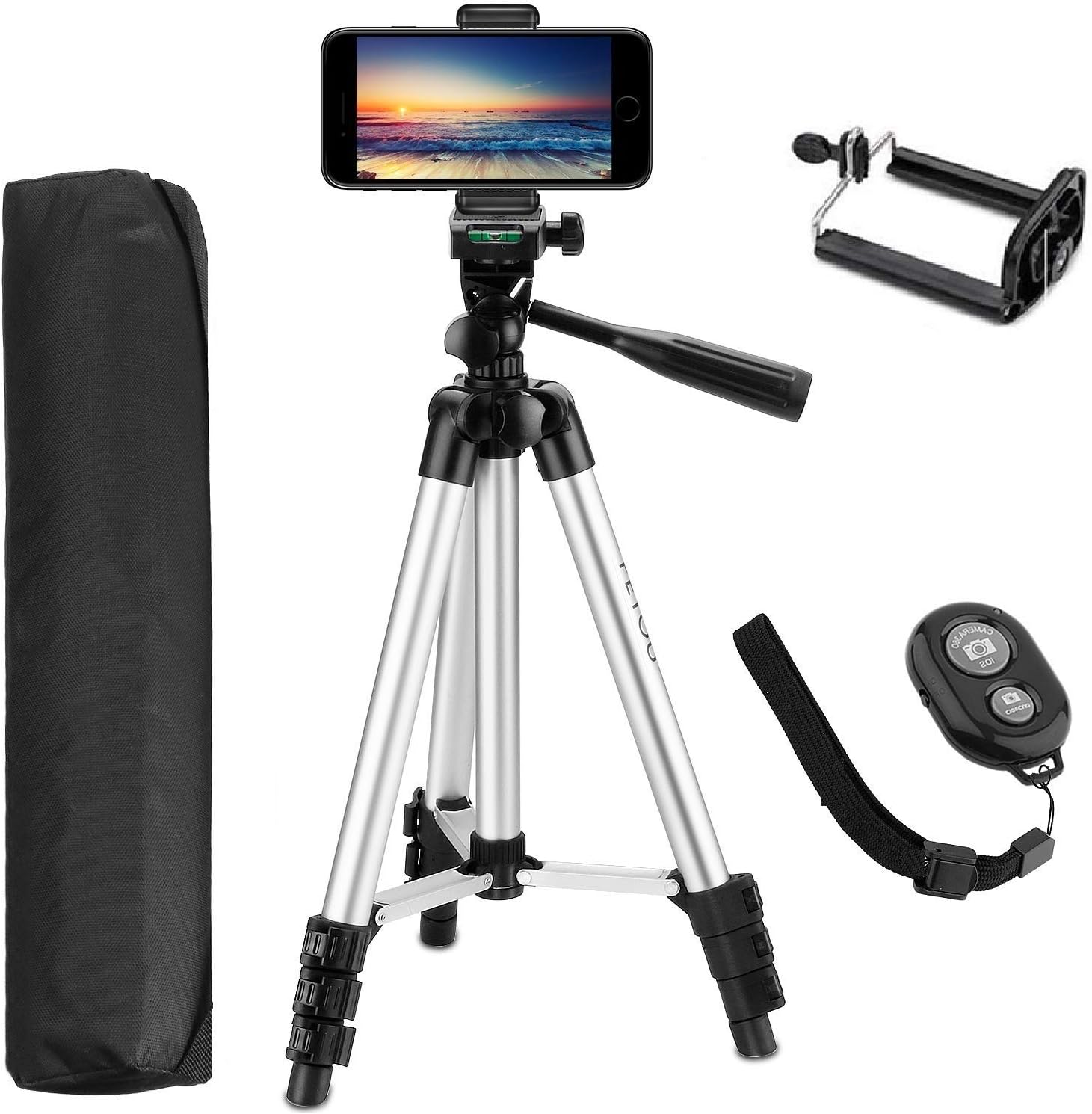Dshine 40 Inch 100 cm Aluminium Lightweight Tripod for Phone and Camera with Bluetooth Remote Control, Carrying Bag and Gopro Mount (Silver)
