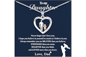 UNGENT THEM Daughter Necklace from Dad Daddy Father Valentines Birthday Gifts for Kids Girls Teen Tween Jewelry 8 10 12 13 14 16 11
