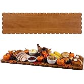Tiangrid 1 Pcs Large Acacia Charcuterie Board 36 x 10 Inch Scalloped Extra Large Wood Serving Tray Rectangular Long Serving Board for Appetizers Cheese Food Kitchen Platter New Home Housewarming Gift
