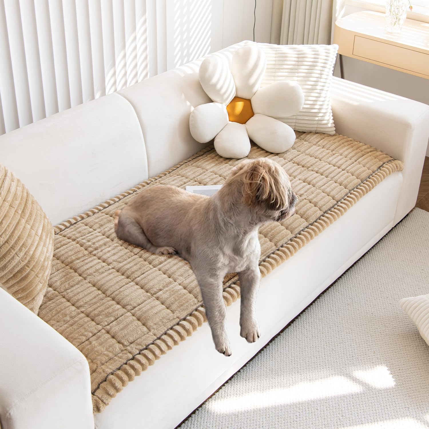 Photo 1 of Gumfolk Non Slip Fuzzy Pet Couch Covers for Sofa, Washable Couch Cushion Covers for Large Dogs
