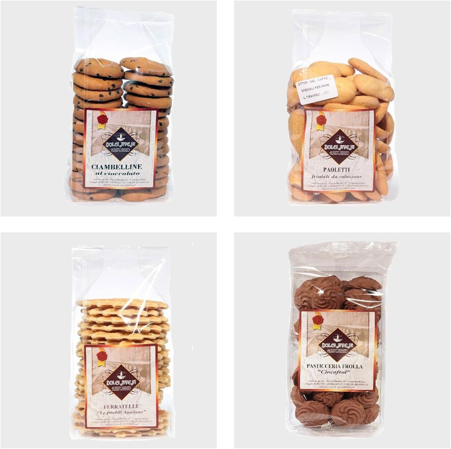 Italian Biscuits - 4 Assorthed Packs, Ideal for Tea or Breakfast - Dolci Aveja