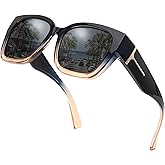 Myiaur Fit Over Sunglasses for Women, Trendy Designer Style Oversized Polarized Sunglasses for Driving with UV400 Protection