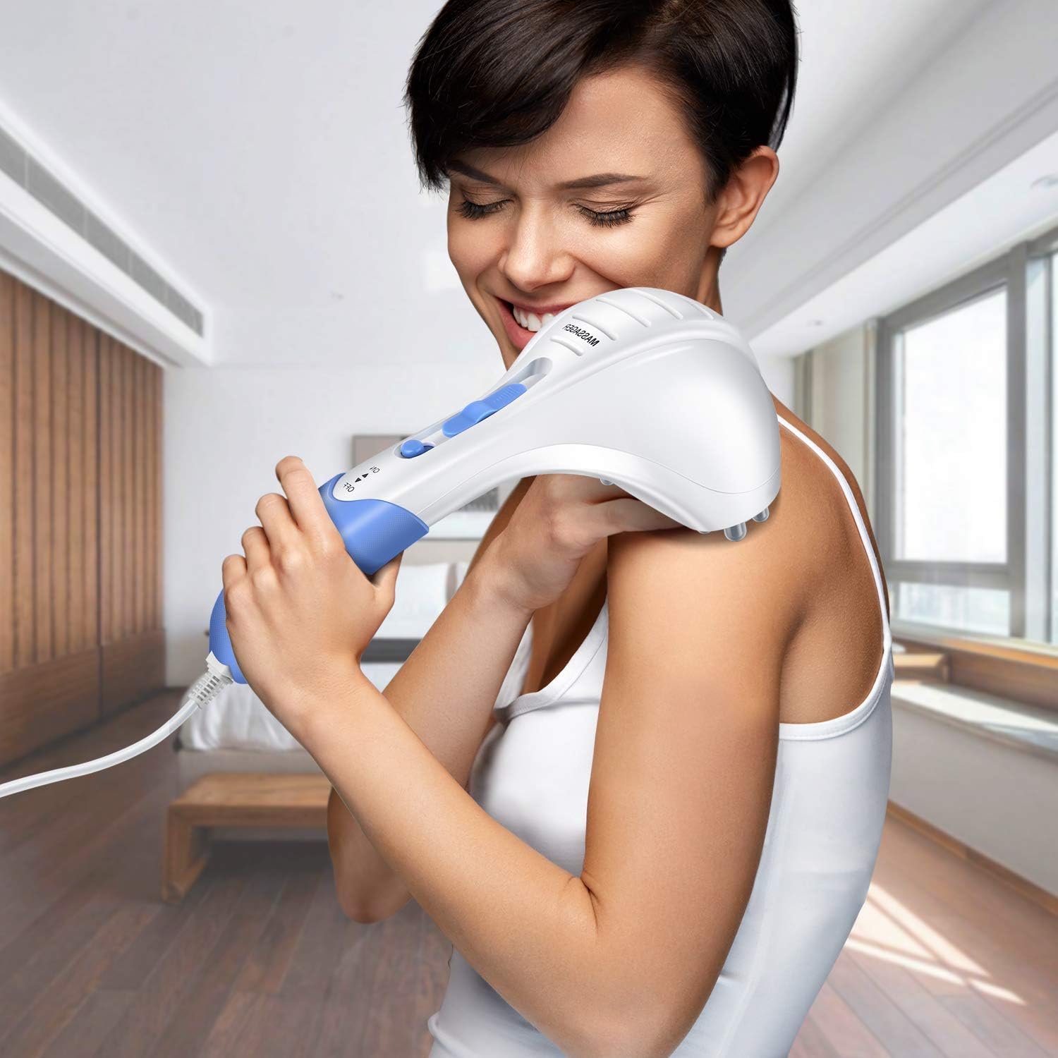 Electric Back Massager of Ohuhu, Handheld Massagers Double Head Deep Tissue Percussion Massages for Full Body Massage for Neck, Shoulder, Head, Foot, Leg, Great Father's Day Gift Ideal: Health & Personal Care