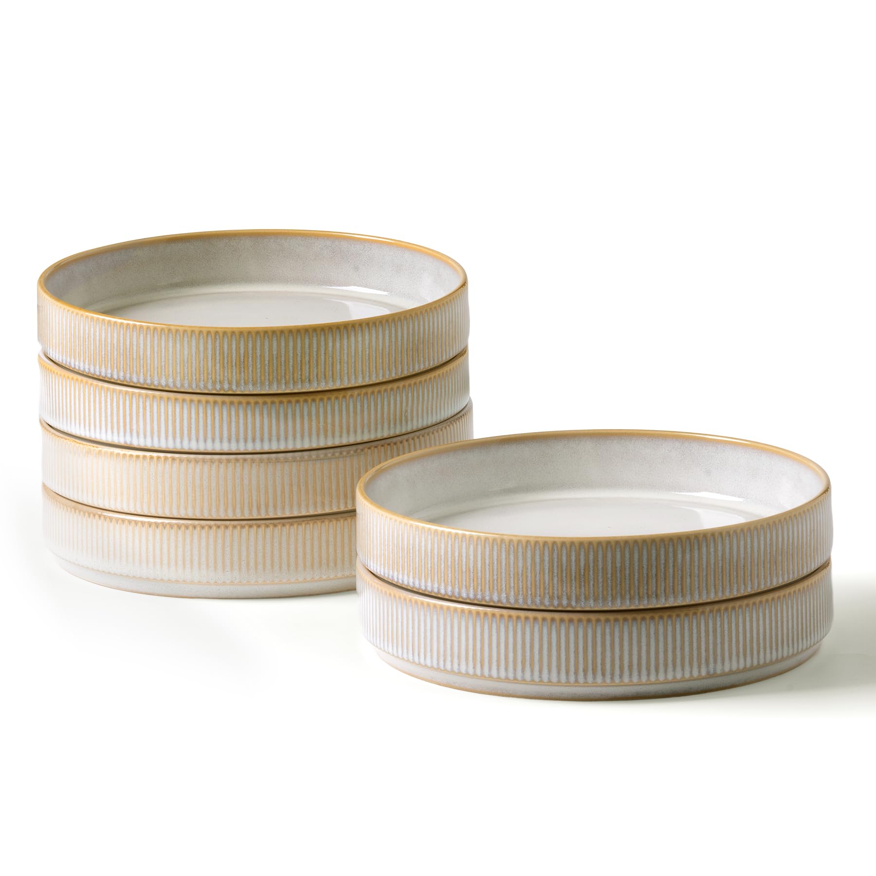 Photo 1 of famiware Star 7.5" Pasta Bowls Set, Salad Bowl Set of 6, Double Reactive Glaze, Stackable, Perfect for Your Friend for Housewarming, Thanksgiving, Christmas, Cappuccino White