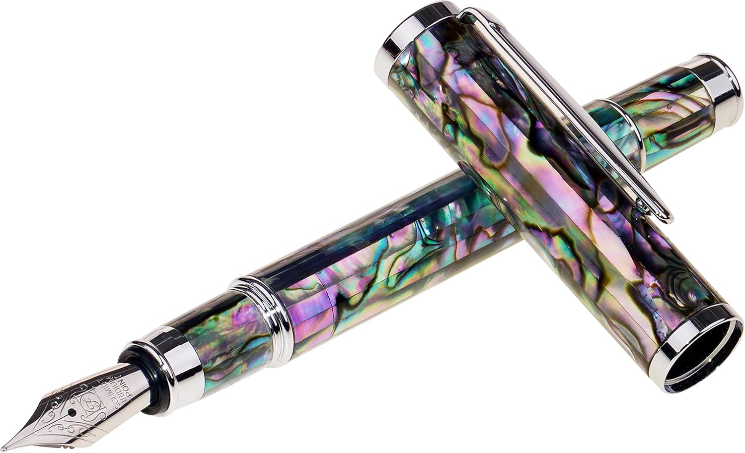 LACHIEVA LUX Sea Shell Abalone Fountain Pen with German-made Fine Nib. Luxury Pen for Every Holiday. Nice Writing Handmade Premium Pen Gift Set for Men and Women