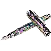 LACHIEVA LUX Abalone Shell Fountain Pen, Luxury Gift for Men &amp; Women | No two pens are alike, with iridescent tones and patterns, a German fine nib, smooth ink flow, converter &amp; cartridge included