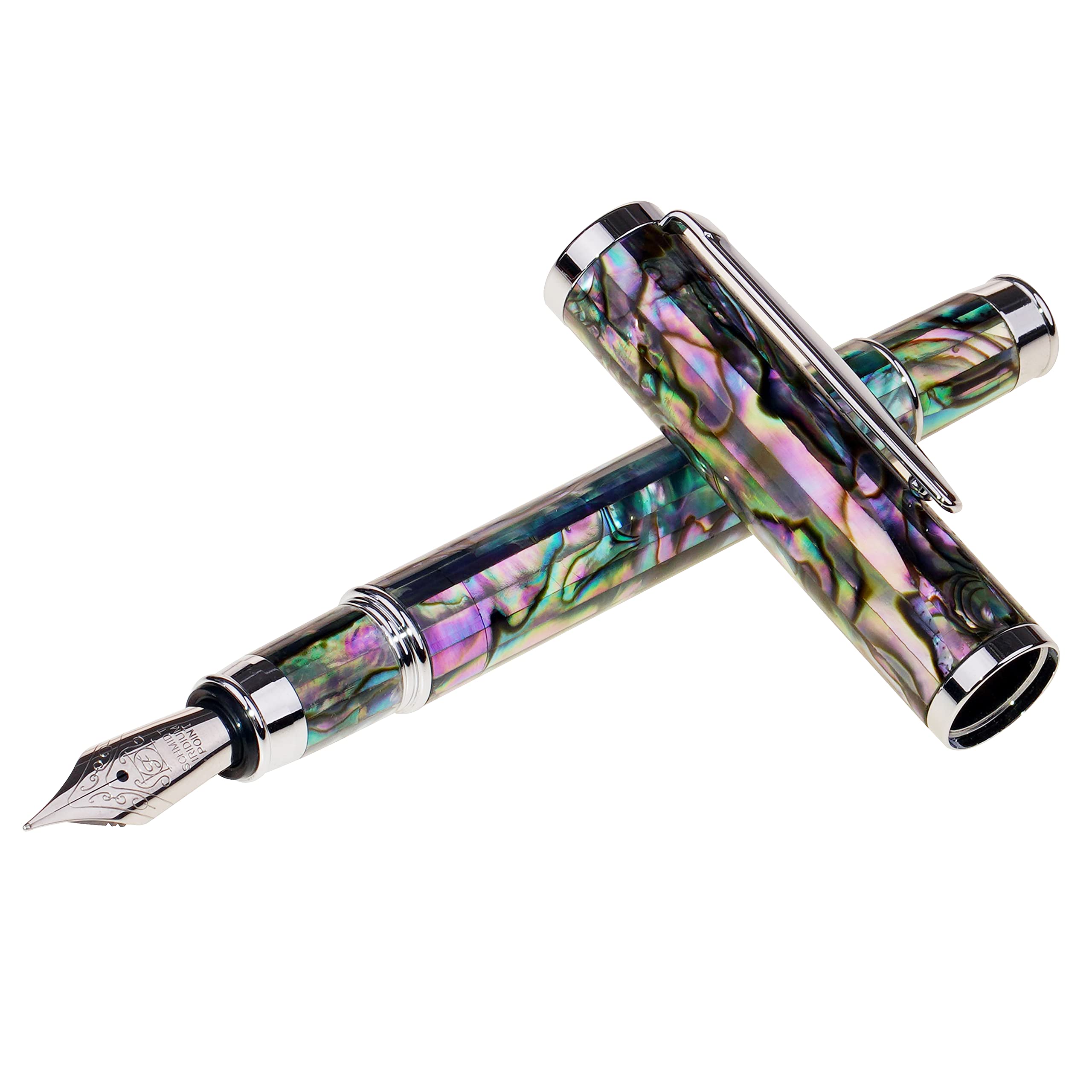 LACHIEVA LUX Sea Shell Abalone Fountain Pen with German-made Fine Nib. Luxury Pen for Every Holiday. Nice Writing Handmade Premium Pen Gift Set for Men and Women.