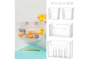 RUITENG 4 Pack Adhesive Cabinet Door Organizer, Plastic Wall Mounted Storage Bins, Fridge Floating Shelves Under Sink Organiz