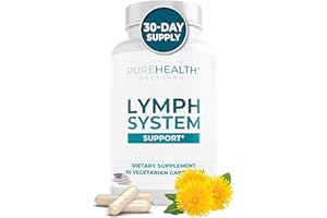 PUREHEALTH RESEARCH Lymph System Support Supplement - Lymphatic Drainage Supplement with Dandelion Extract, Cleavers, Burdock Powder - Reduce Swelling and Cleanse Lymph - 1 Bottle, Brown