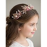 Woeoe Pink Flower Girl Headpiece, Bridal Leaf Headband, Wedding Hair Accessories for Girls