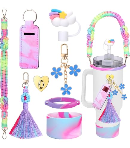 Set Accessori Mity Rain Per Tazza Stanley 850g E 1,134g – 8 Pezzi: Tracolla, Stivale In Silicone, Copricannuccia, Portachiavi, Portarossoretto E Ciondoli