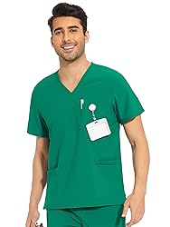 COZYFIT Scrub Top for Men - Stretch V-Neck Scrubs