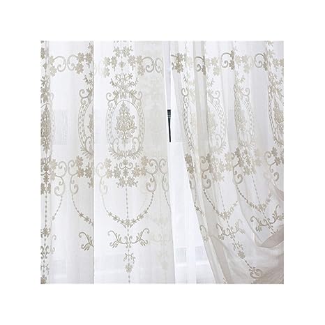 Amazon Com Embroidered White Tulle Curtains For Living Room