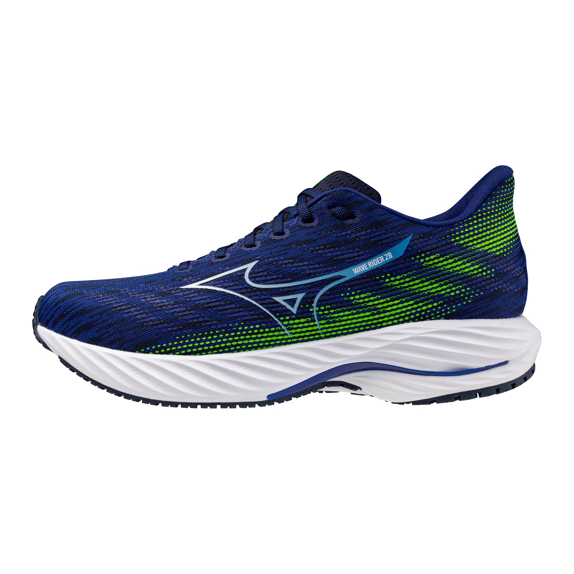 Photo 1 of Mizuno Men's Wave Rider 28 Running Shoe | Neutral Road-Trail Runner | Reflex Blue-White | US Mens 9