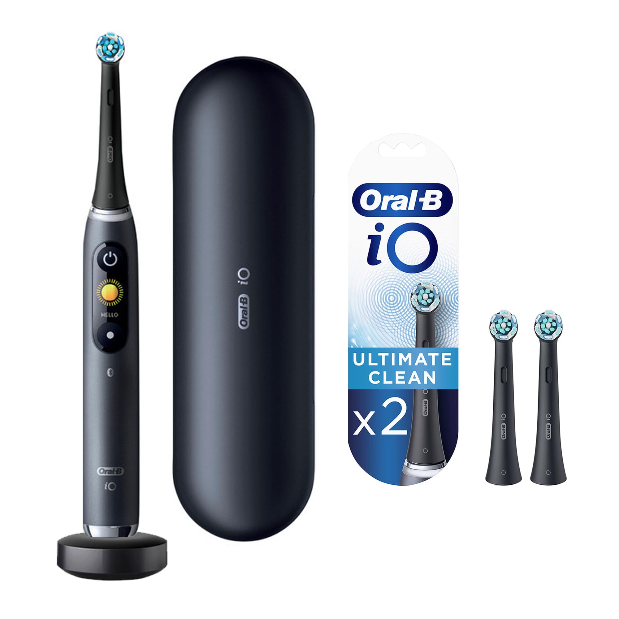 Photo 1 of Oral-B Rechargeable Electric Toothbrush, iO9 Genius, 7 Cleaning Modes, Interactive Display, Charging Travel Case, Visible Pressure Sensor, 4 Brush Heads, Black