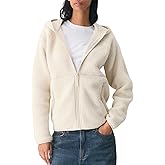 Dqbeng Womens Fleece Zip Up Hoodies Fuzzy Hooded Sherpa Jacket Coat Outerwear with Pockets
