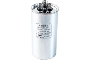 Canamax 45+5 uf MFD 370 or 440 Volt VAC Round Dual Run Capacitor - Compatible with Air Conditioner or Heat Pump Condenser