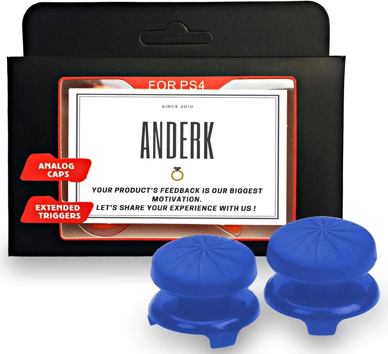 ANDERK 2 Pieces Blue Silicone Thumb Stick Grips Cap Cover for PS4 Controllers