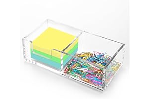 Esonmark Sticky Note Holder 2in1 Clear Acrylic Memo Holder for Desk Organization Office Home Post Pop Note Dispenser for 3x3 Note Pad Holder 1 PCS(SNH02)