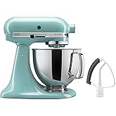 KitchenAid Value Bundle Artisan Series 5 Quart Tilt-Head Stand Mixer with Included Flex Edge Beater, KSM150FEAQ, Aqua Sky