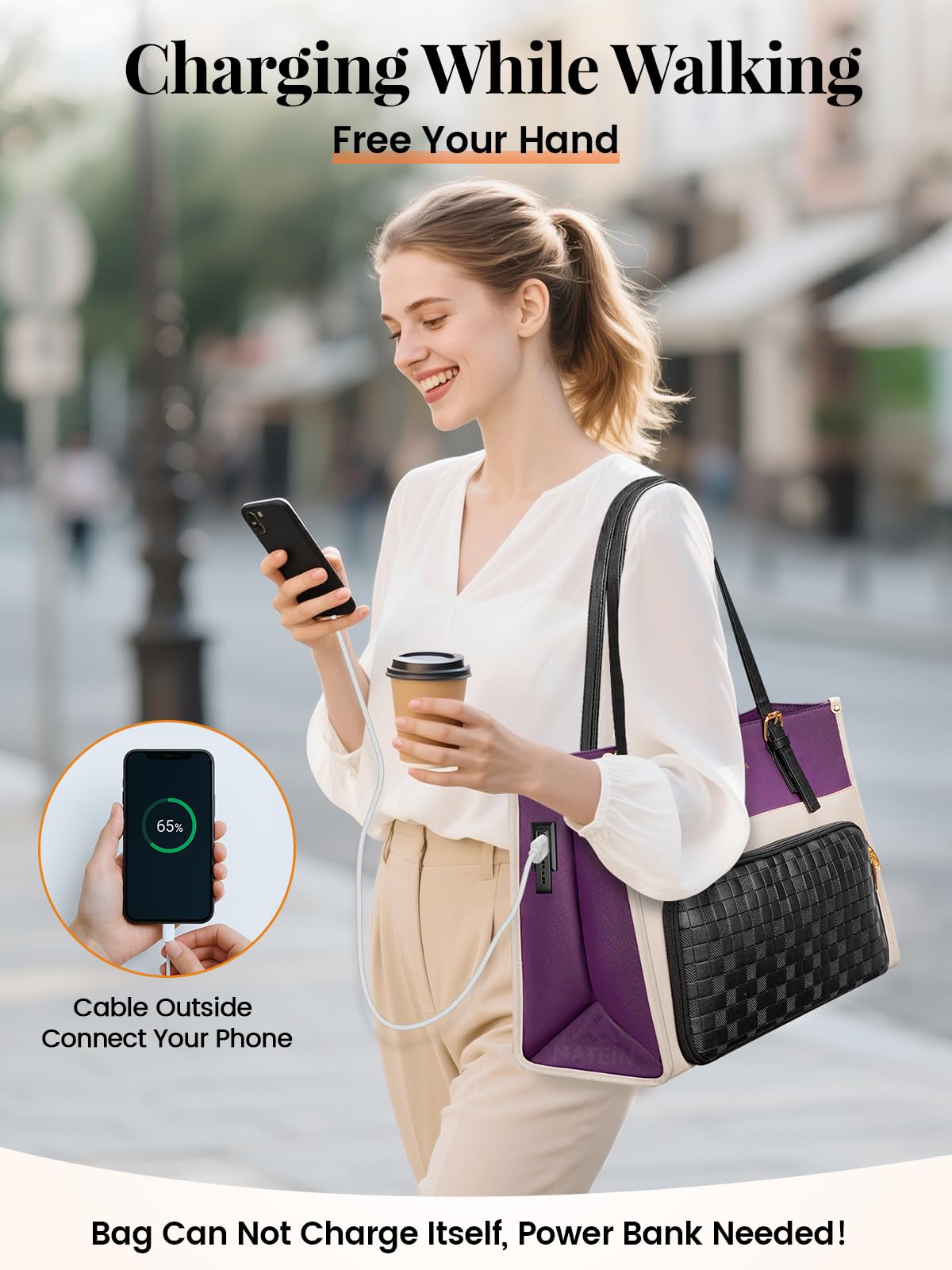 MATEIN Lunch Tote Bag for Women, 15.6 Inch PU Leather Laptop Briefcase with Insulated Lunch Compartment, Large Capacity Professional Computer Work Handbag with Purse for Office Nurse Teacher, 2 Sets