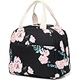 Floral Insulated Lunch Bag for Women Grils, Reusable Tote Lunch Box for Work School Picnic Travel