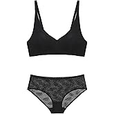 MONICA & ME Seamless Bra Panty Set for Women,Premium Nylon Spandex V-Neck Wireless Matching Set for Comfortable Everyday Wear