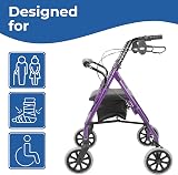 Days Lightweight Folding Rollator Walker Purple – Adjustable, Seat, Brakes view 2