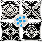 Cirzone Outdoor Pillow Covers 18x18 Set of 4 Morden Black Geometric Patterns Waterproof Throw Outdoor Pillows Boho Decorations for Funiture Patio Garden Home