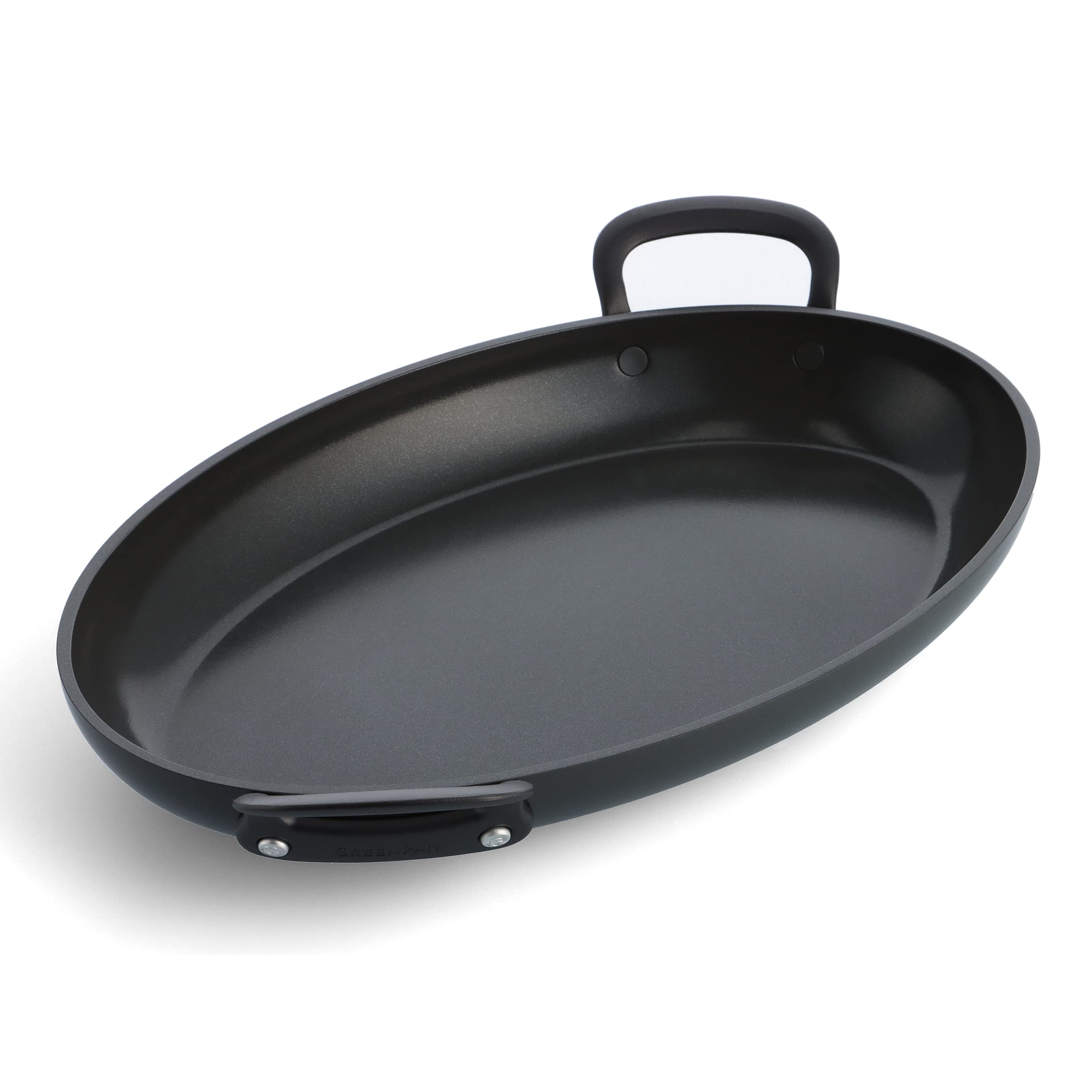 GreenPan Craft Healthy Ceramic Non-Stick Oval Fish Pan, 40 cm x 25 cm, PFAS-Free, Metal Safe, Cast Stainless Steel Handles, Induction Suitable, Oven Safe, Black