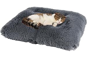 PELAUGH Washable Dog & Cat Bed for Small Extra Large Medium Big Puppy Size, Calming Comfort Fluffy Self Warming Heated Donut Mat for Creat Cages, Heating Round Pet Pad & Furniture for Bunny Rabbit Indoor