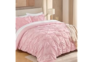 Andency Pink Full Size Comforter Set (79x90Inch), 3 Pieces Soft Lightweight Cute Pinch Pleat Comforter Set for Kids Girls Teens, All Season Western Warm Down Alternative Bed Set for Dorm Bedroom
