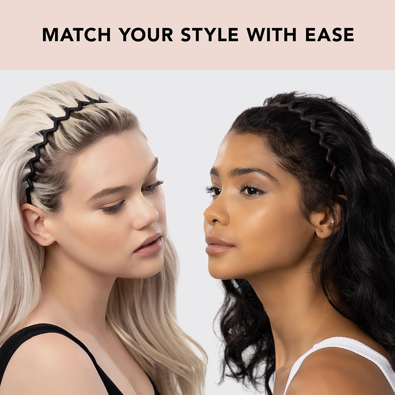 Kitsch Zig Zag Headbands, Recycled Plastic Wavy Hair Band with Teeth, Headband for Women and Men, Classic 90s Hair Accessories, 2pcs (Black and Brown) - Image 4