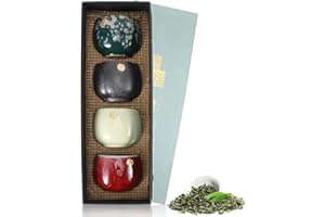 4pcs Ceramic Tea Cup Set Chinese Japanese Style Retro Kung Fu Teaware Sake Mug Exquisite Craftsmanship Gift for Lovers Home O