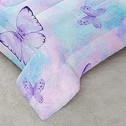 CVHOUSE Butterfly Reversible Comforter Set,Rainbow