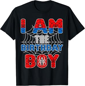 Spider Web Birthday Party I'm The Birthday Boy T-Shirt Tee for Kids Men Women