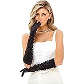 LATTEMARMALATTE Long Satin Shirred Opera Gloves 1920s Elbow Length Accessory for Women’s Weddings, Halloween & Masquerade