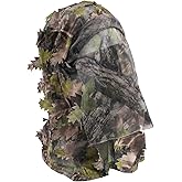 Fousam 3D Camouflage Leafy Full Face Mask Headwear, 2-in-1 Adjustable Hat Mask Netting, Sniper Veil for Ghillie Suit, Hunting