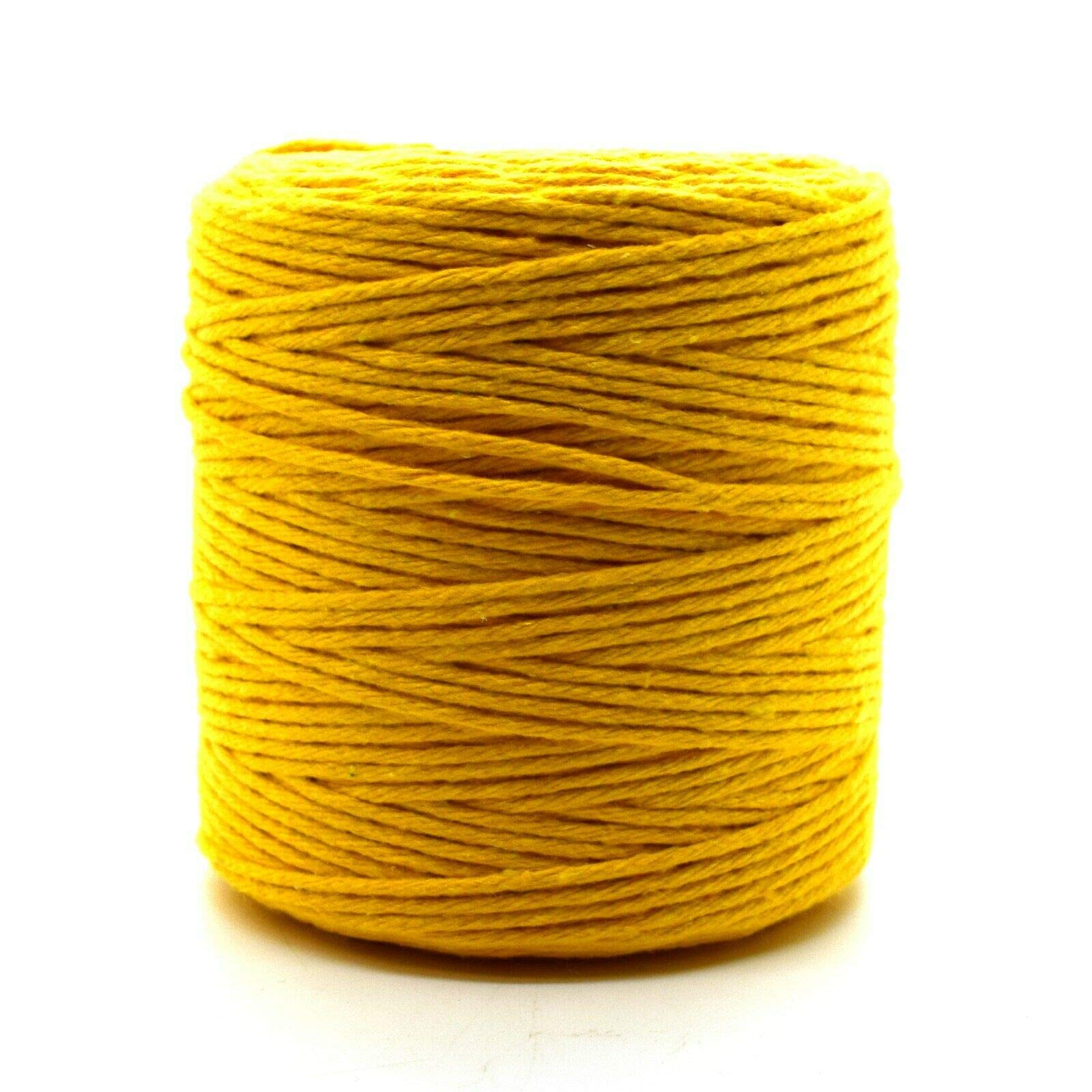 Premium Yellow Macrame Cord, 100 m / 328 ft of 5 mm Thick Natural Cotton Thread Yarn Macrame Rope for Wall Hangings, Plant Hangers, DIY Crafts, Home Decorations, Gift Wrapping (Reel)