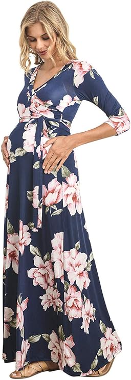 Vestido premamá fruncido hasta el suelo
