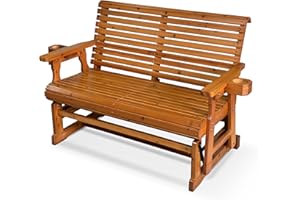 Fortune Candy Patio Glider with Cup Holders, High Roll Back and Deep Contoured Seat, Heavy Duty 800 Lb (Brown, 2-Seater)