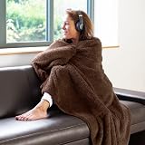 Snug Rug Sherpa Fleece Throw Blanket 127x178cm Chocolate Brown view 8