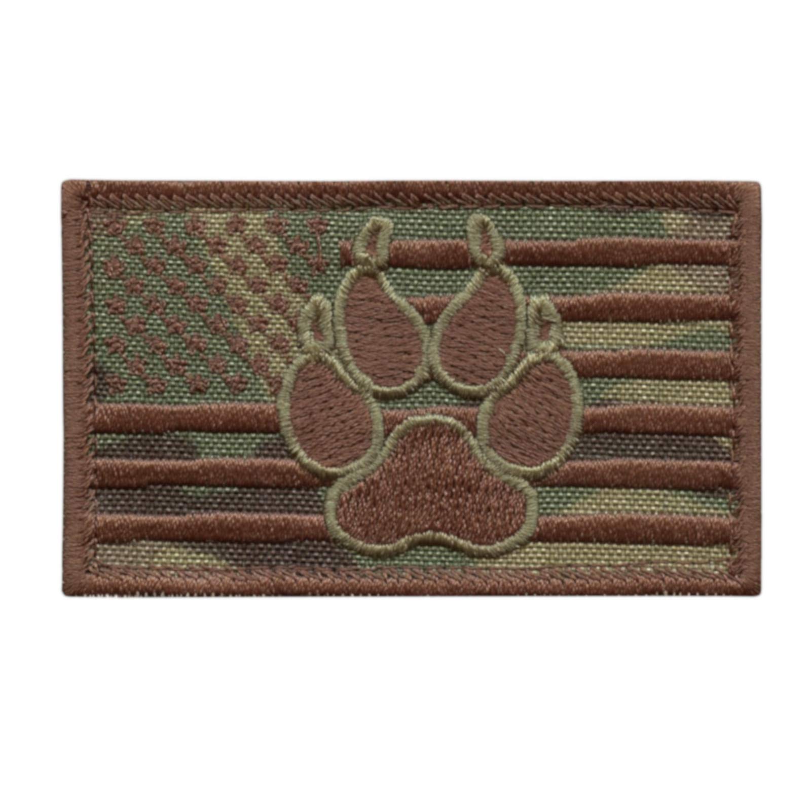 Multicam USA American Flag K-9 Dog Handler Morale Tactical Embroidery Hook Patch