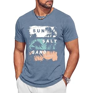 Runcati Mens Short Sleeve Crewneck Graphic Printed Casual T-Shirts | Hawaiian Style Tee, Summer Beach Vacation Daily Wear Top