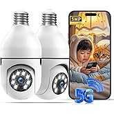 Light Bulb Security Camera Outdoor, 5G/2.4GHz Lightbulb Security Cameras Outdoor Motion Detection and Alarm,Color Night Visio