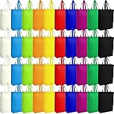 Boao 40 Pack Reusable Shopping Bags Bulk 14 x 10 x 4 Inch Shopping Bags for Groceries Non Woven Fabric Tote Bags Multicolored Grocery Bags with Handles for Shopping, Birthday Party, 10 Colors