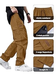 PLEPAN Men's Casual Cargo Pants Drawstring Hiking