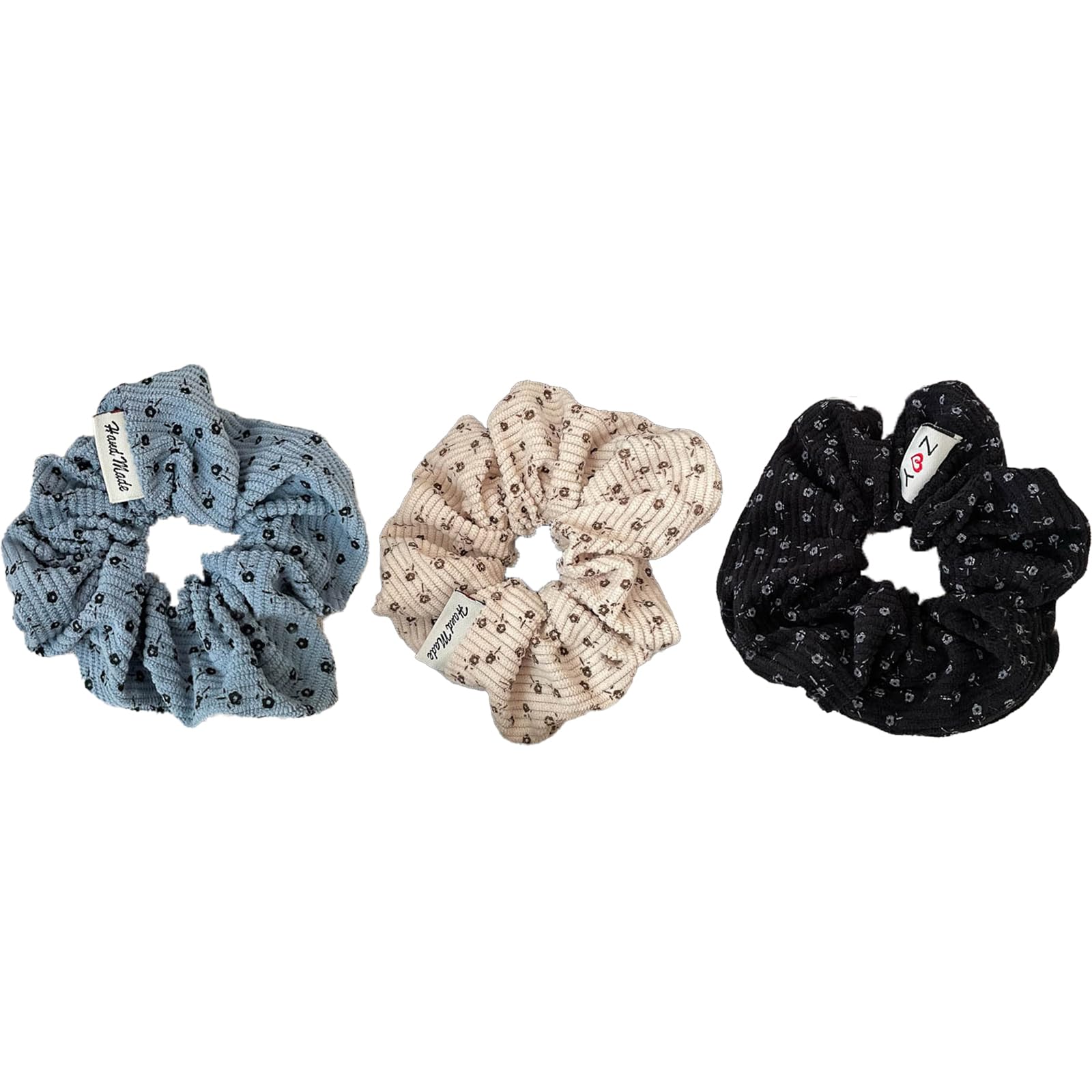 Qiwenr 3 Stück Haargummi aus Cord, Scrunchie, Haargummis Scrunchies für Damen, rib Velvet Scrunchie, Haargummis, das Material des Haargummis ist Weich und Zieht bei Längerem Tragen Nicht an den Haaren