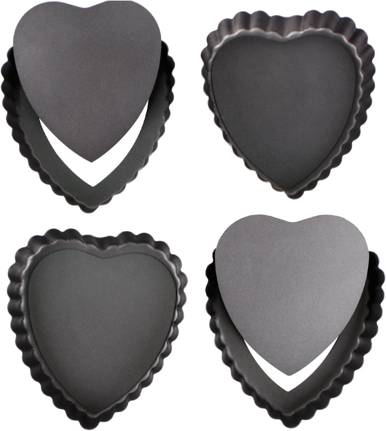 ake Mini Tart Pan Set of 4 Heart Shaped Quiche Pans with Removable
